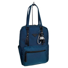 На фото 1 - Женская сумка - рюкзак из текстиля, цвет изумрудный