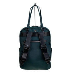 На фото 2 - Женская сумка - рюкзак из текстиля, цвет зеленый