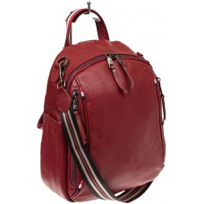 На фото 1 - Женский рюкзак из натуральной кожи, цвет красный