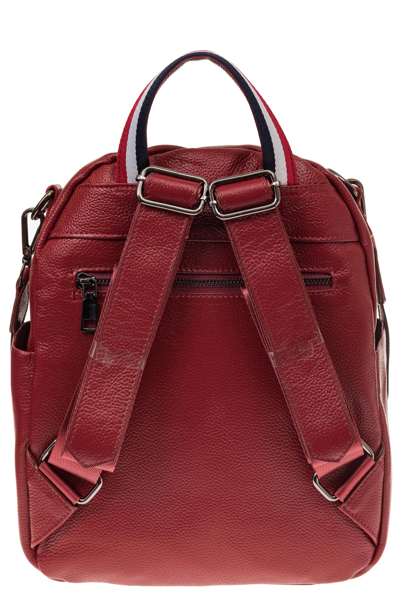 На фото 2 - Женский рюкзак из натуральной кожи, цвет красный