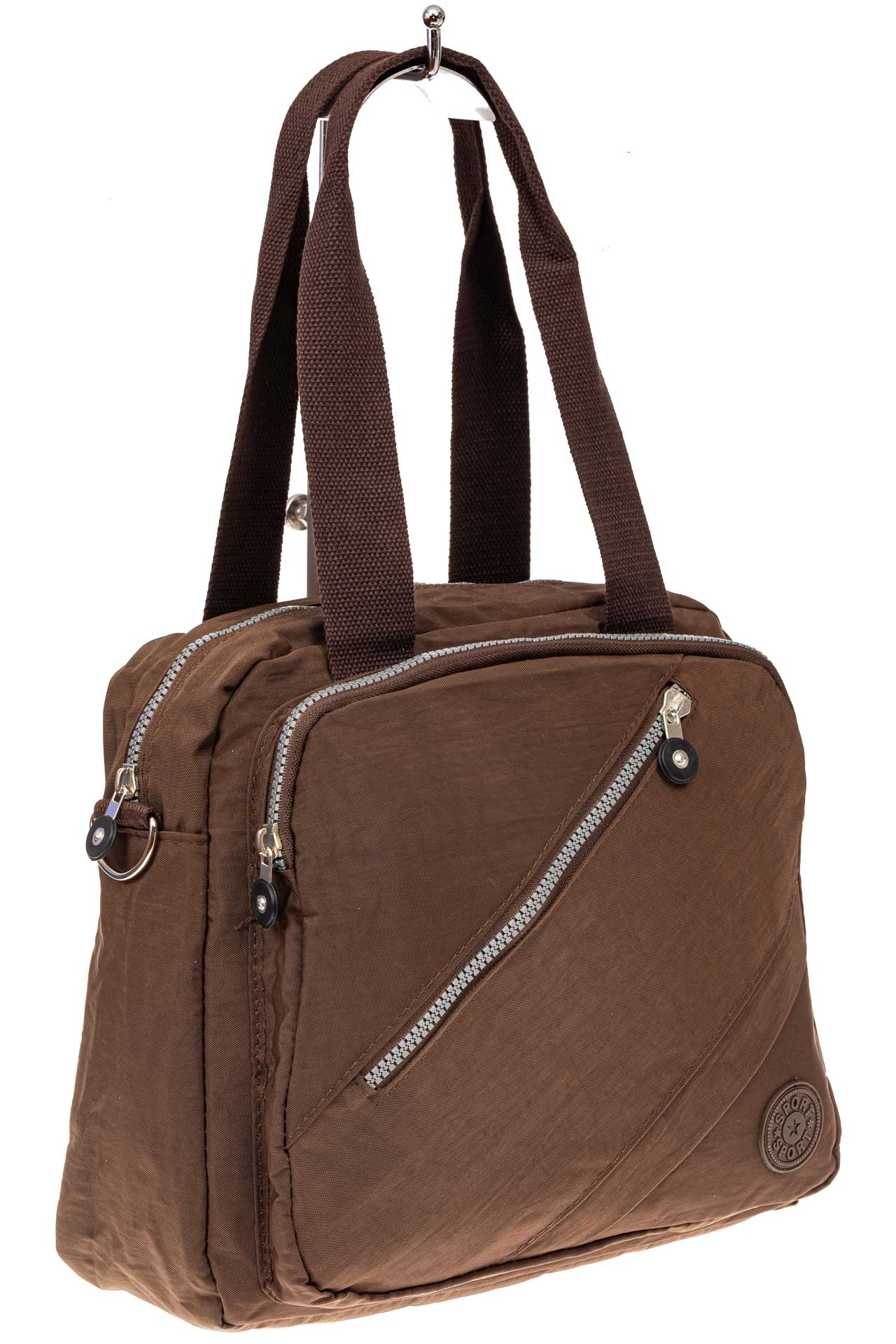 На фото 1 - Тканевый сумка-рюкзак, цвет коричневый