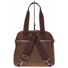 На фото 3 - Тканевый сумка-рюкзак, цвет коричневый