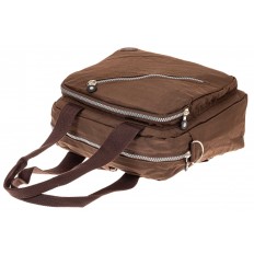 На фото 4 - Тканевый сумка-рюкзак, цвет коричневый