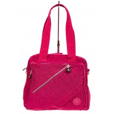 На фото 2 - Женская тканевая сумка-рюкзак, малиновая