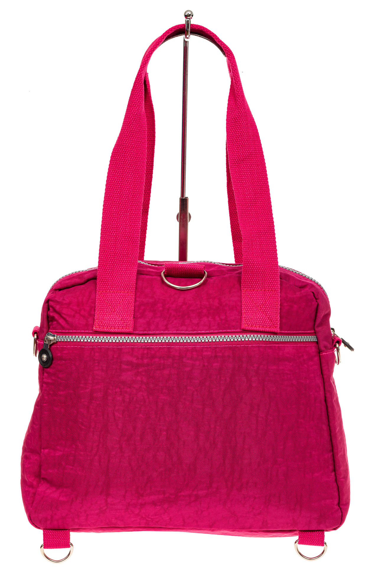 На фото 3 - Женская тканевая сумка-рюкзак, малиновая