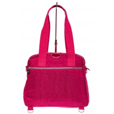 На фото 3 - Женская тканевая сумка-рюкзак, малиновая