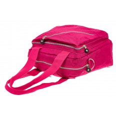 На фото 4 - Женская тканевая сумка-рюкзак, малиновая