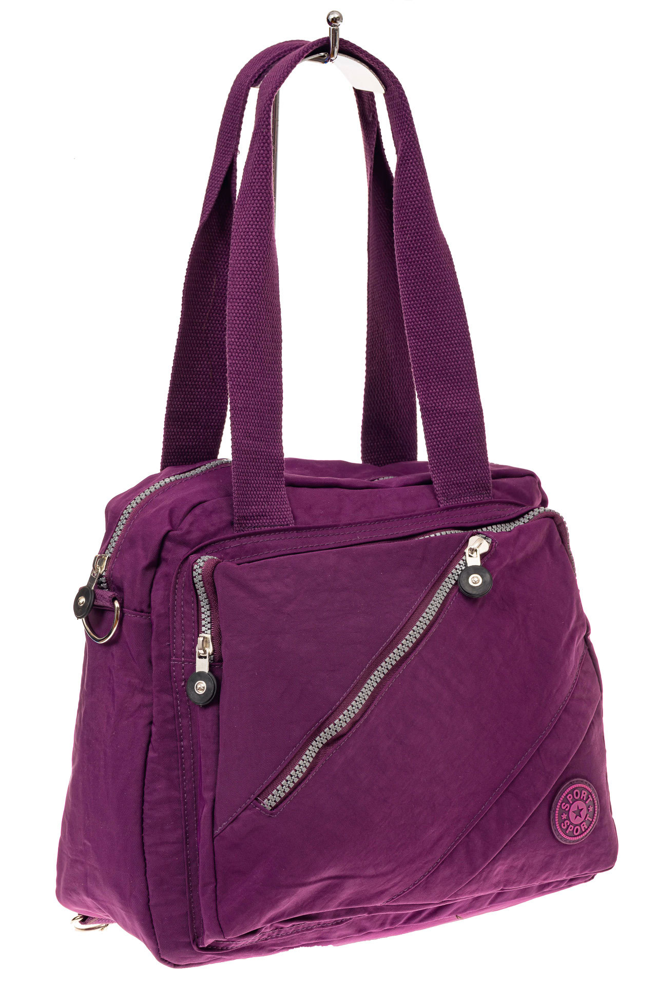 На фото 1 - Тканевая сумка-рюкзак, цвет фиолетовый