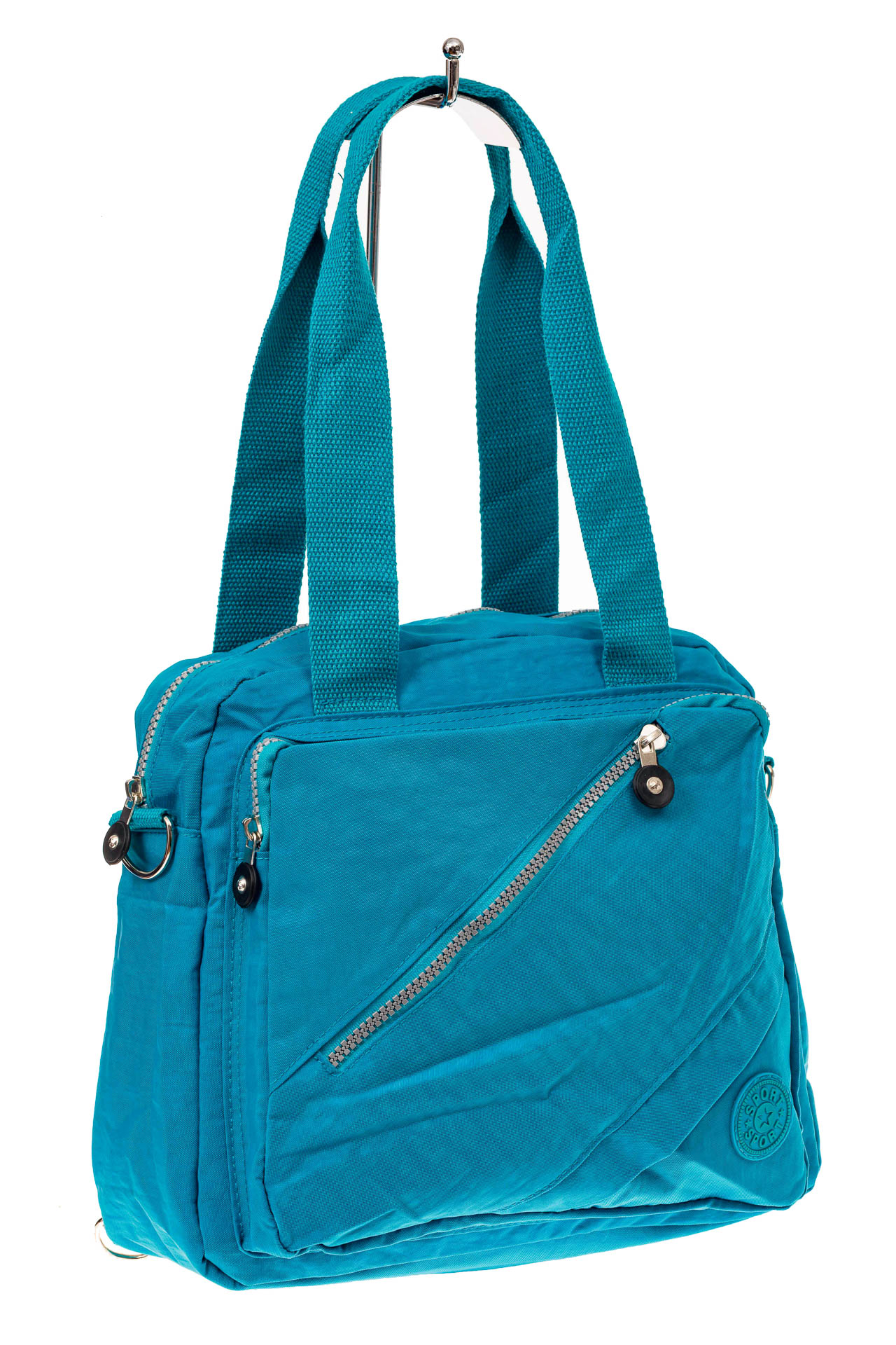 На фото 1 - Тканевая сумка-рюкзак, цвет голубой