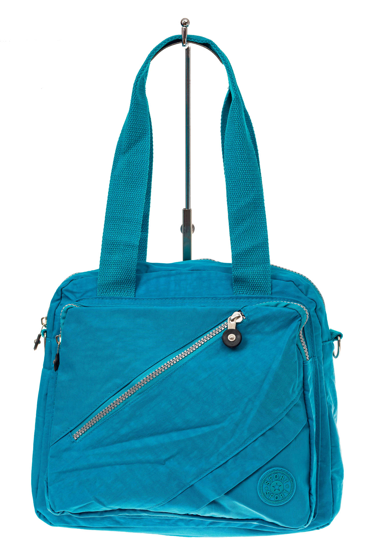На фото 2 - Тканевая сумка-рюкзак, цвет голубой