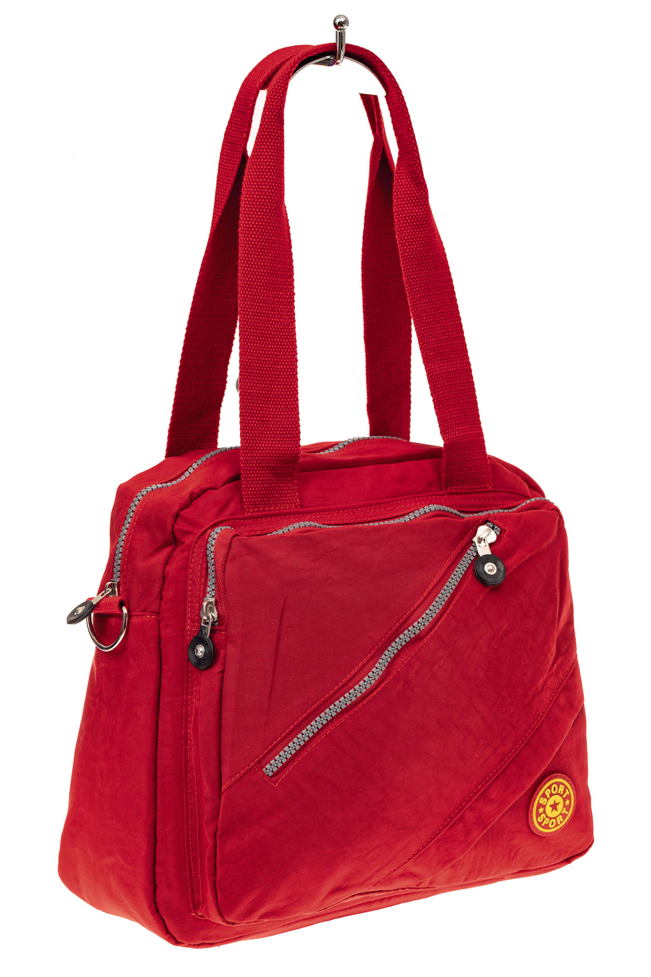 На фото 1 - Тканевая сумка-рюкзак, цвет красный