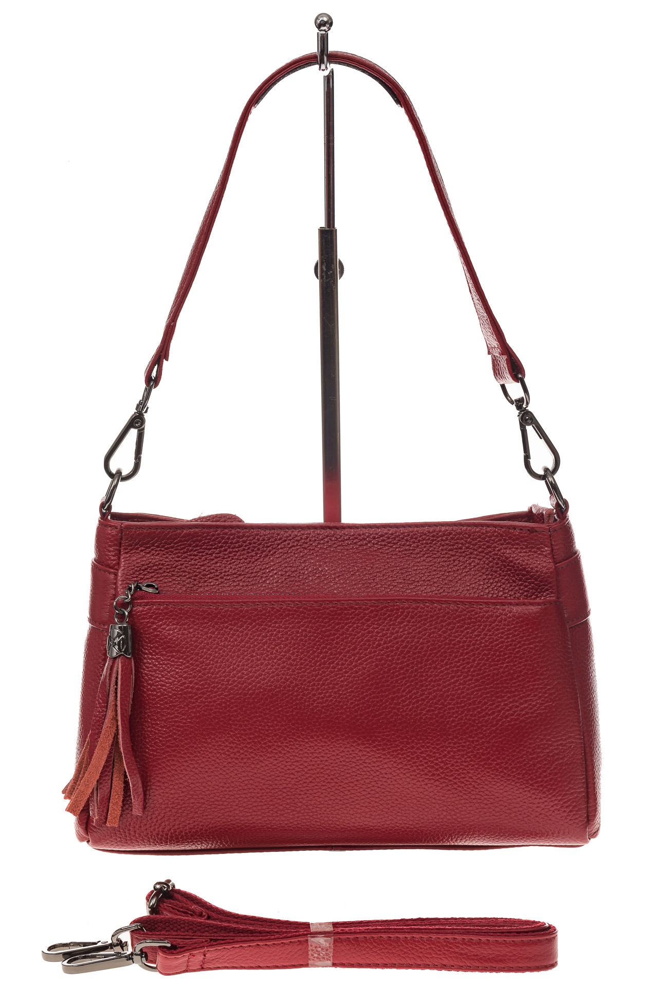 На фото 2 - Небольшая женская сумка из натуральной кожи, цвет бордо