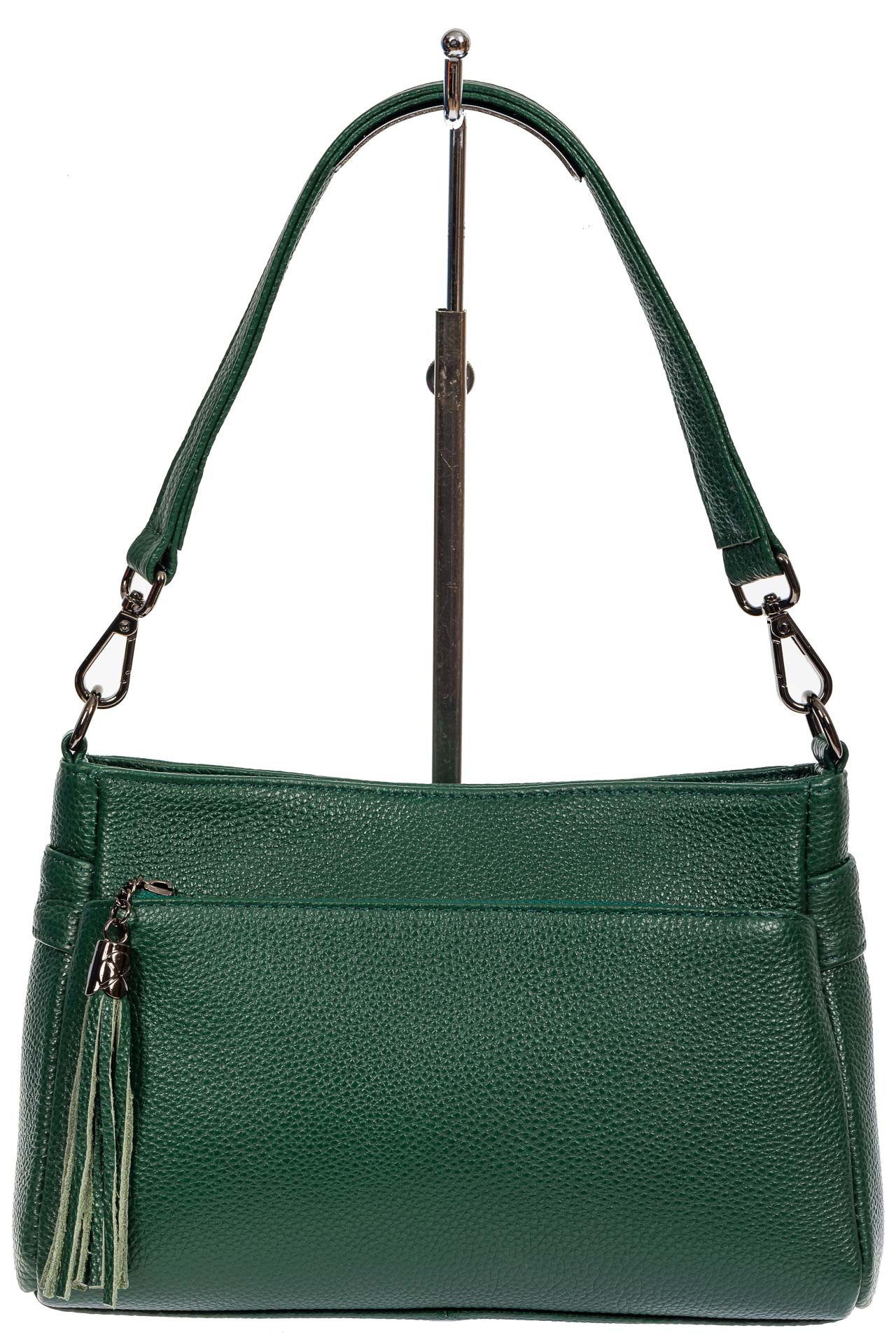 На фото 2 - Небольшая женская сумка из натуральной кожи, цвет зелёный