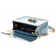 На фото 4 - Синяя сумочка cross-body из наплака с глянцевым эффектом 8051AK2
