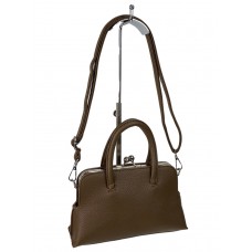 На фото 1 - Женская сумочка-клатч с фермуаром из искусственной кожи, цвет светло коричневый
