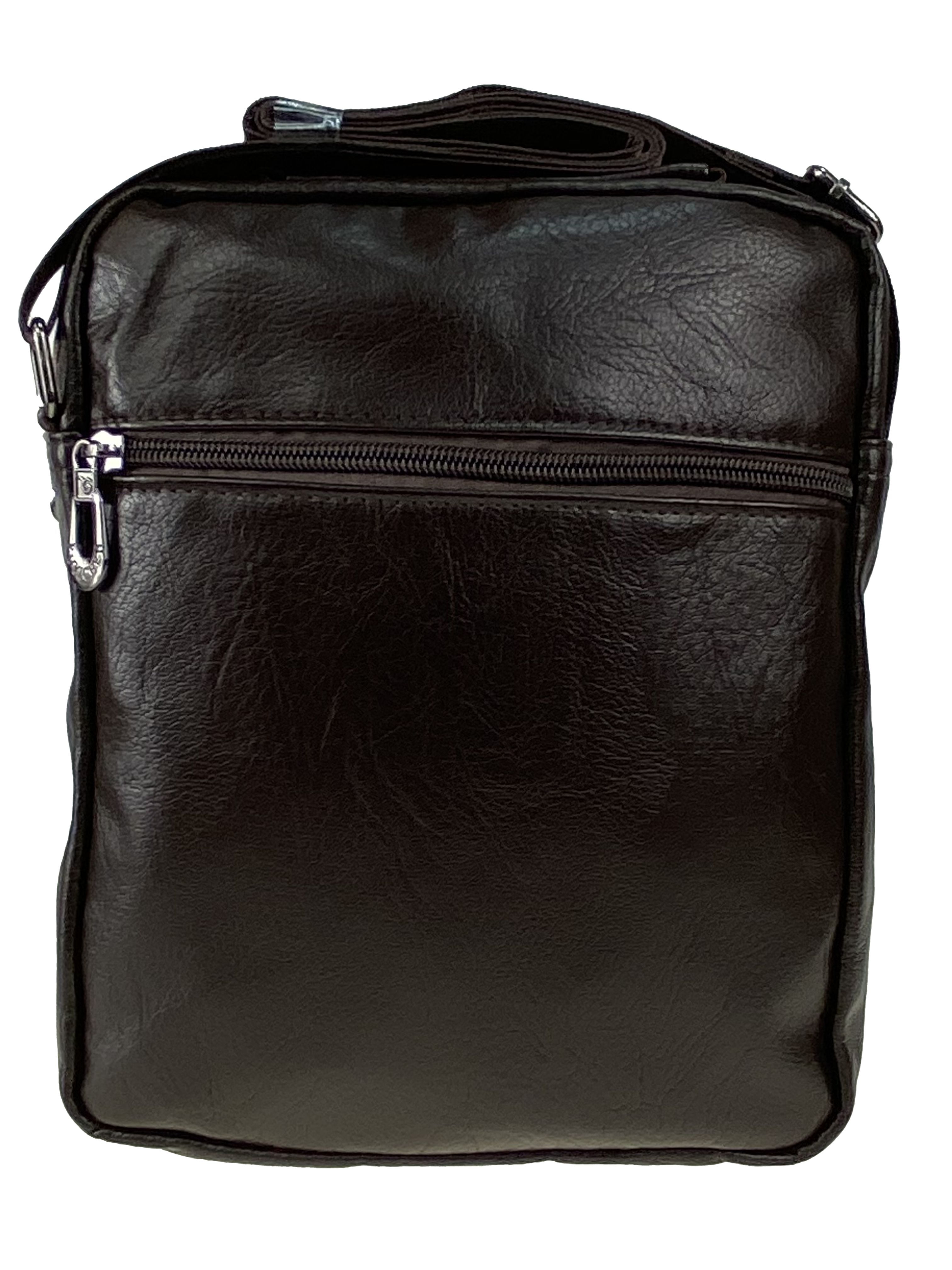 На фото 3 - Мужская сумка через плечо из искусственной кожи, цвет коричневый