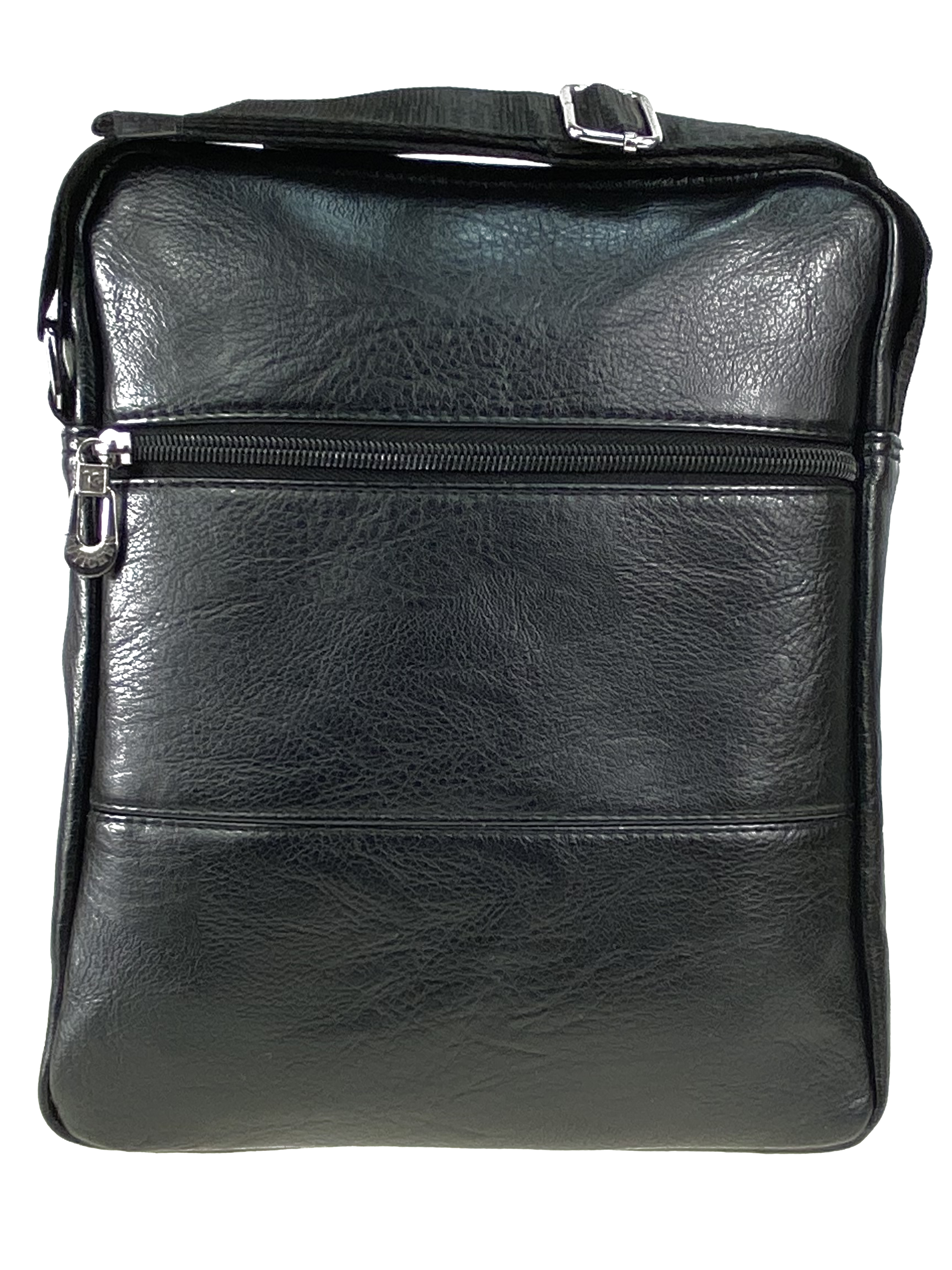 На фото 3 - Мужская сумка через плечо из искусственной кожи, цвет черный 