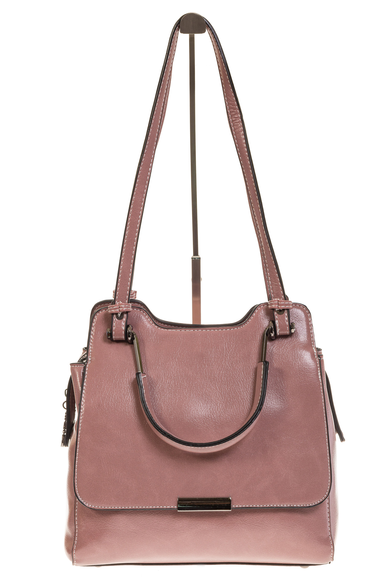 На фото 2 - Универсальная женская сумка из эко-кожи, цвет пудровый розовый