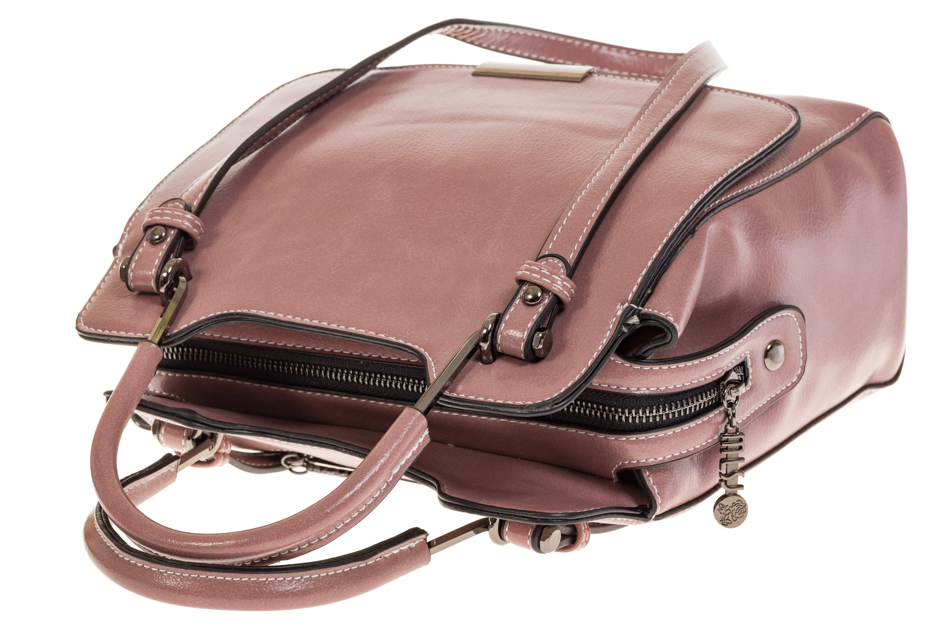 На фото 4 - Универсальная женская сумка из эко-кожи, цвет пудровый розовый