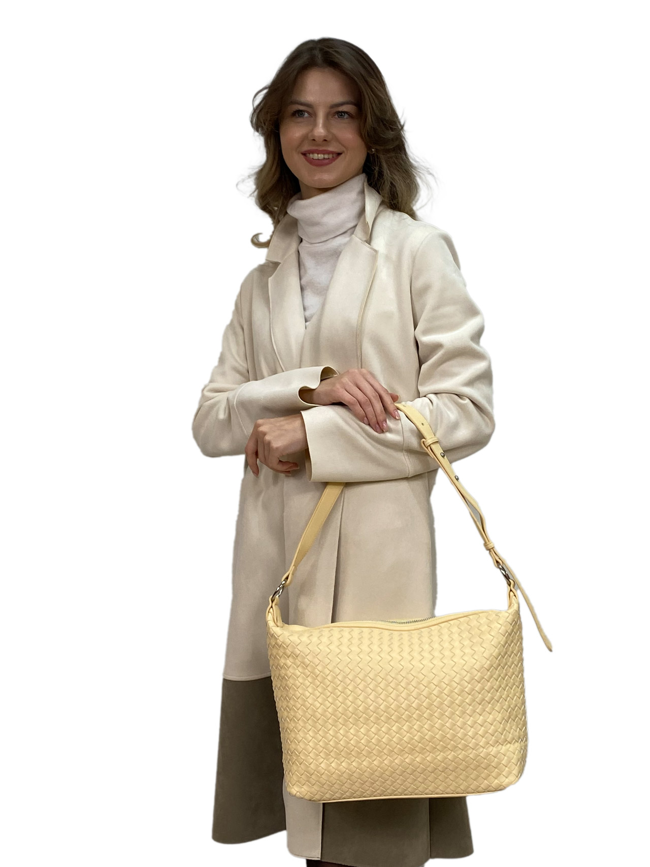 На фото 1 - Женская сумка  из искусственной кожи, цвет желтый