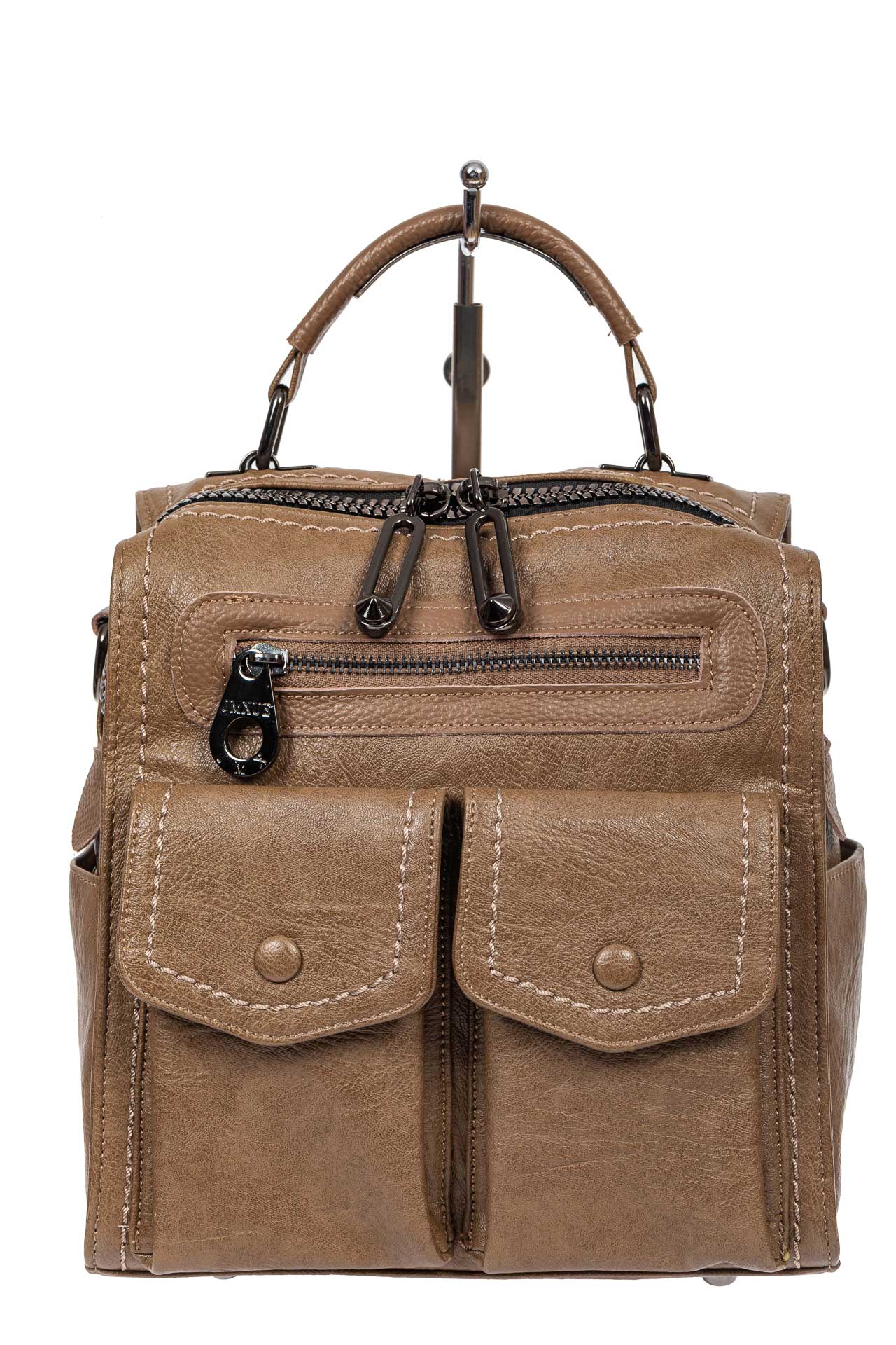 На фото 2 - Сумка-рюкзак молодёжная из экокожи, цвет бежевый