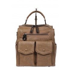 На фото 2 - Сумка-рюкзак молодёжная из экокожи, цвет бежевый