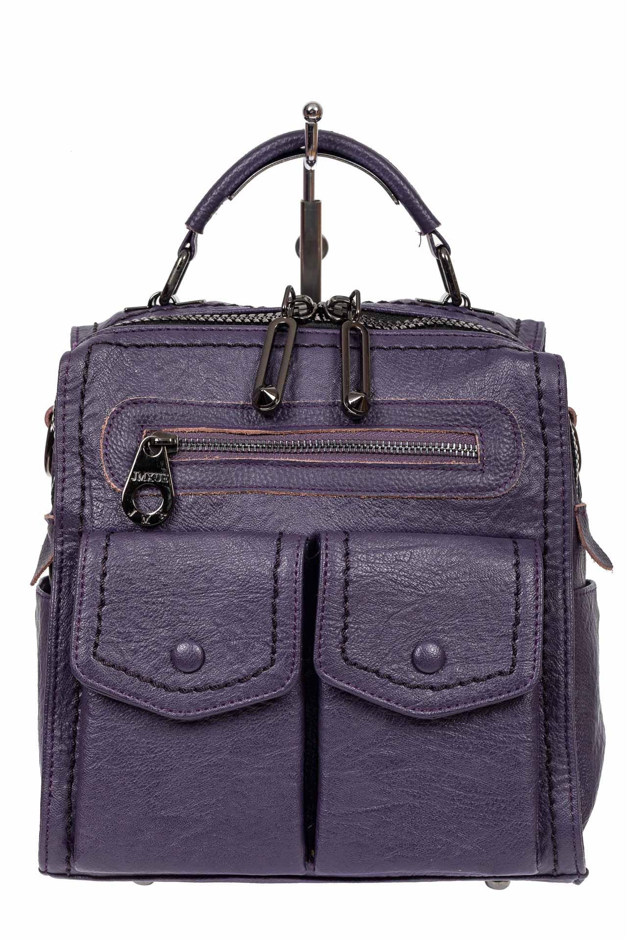 На фото 2 - Сумка-рюкзак молодёжная из экокожи, цвет фиолетовый
