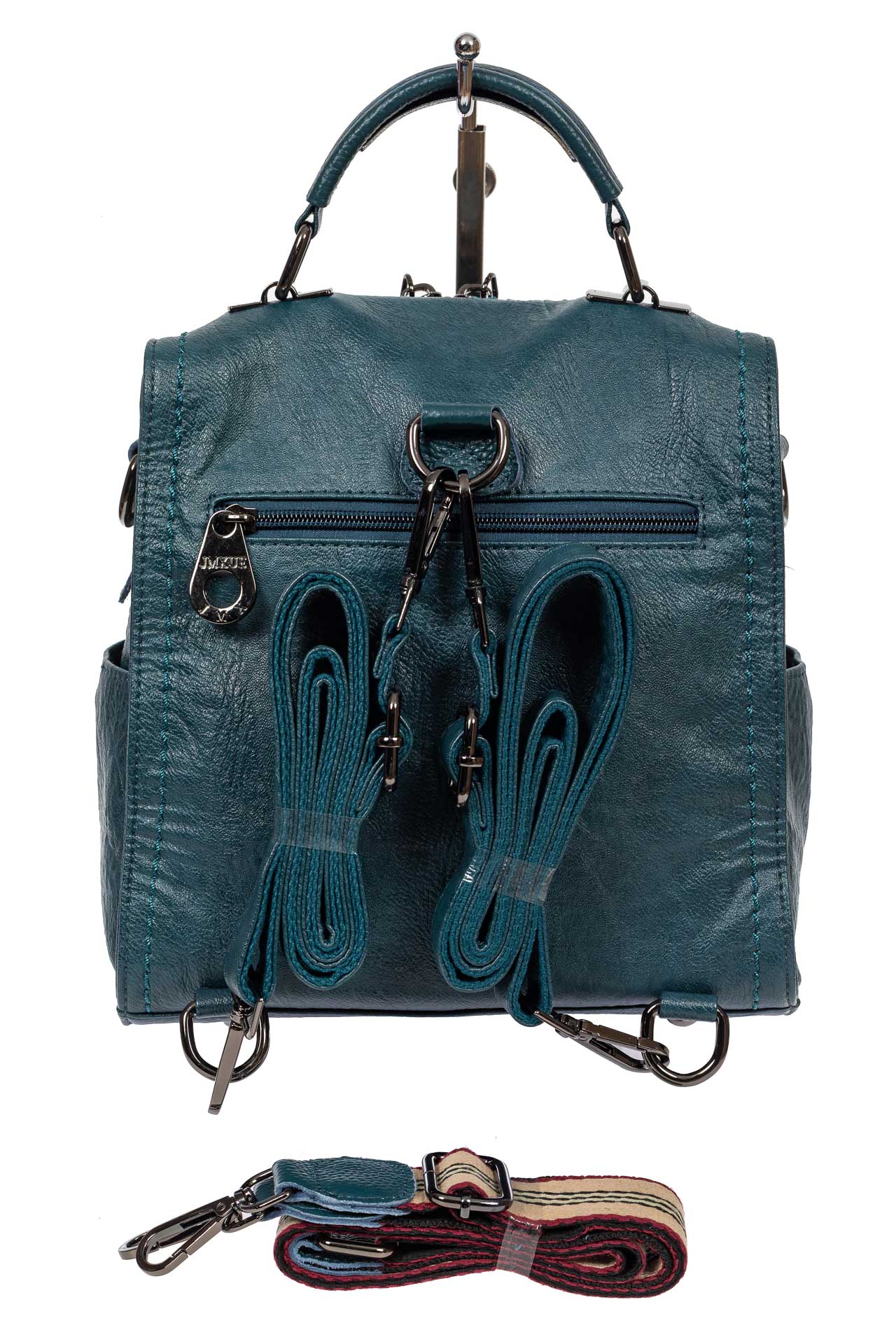 На фото 3 - Сумка-рюкзак молодёжная из экокожи, цвет зелёный