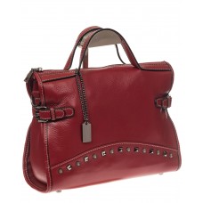 На фото 1 - Женская сумка кантри из натуральной кожи, цвет красный