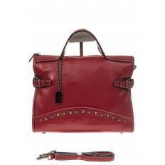 На фото 2 - Женская сумка кантри из натуральной кожи, цвет красный