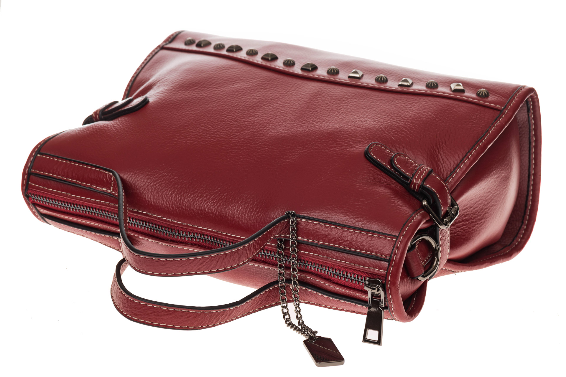 На фото 4 - Женская сумка кантри из натуральной кожи, цвет красный