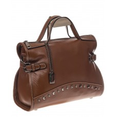 На фото 1 - Женская сумка кантри из натуральной кожи, цвет коричневый