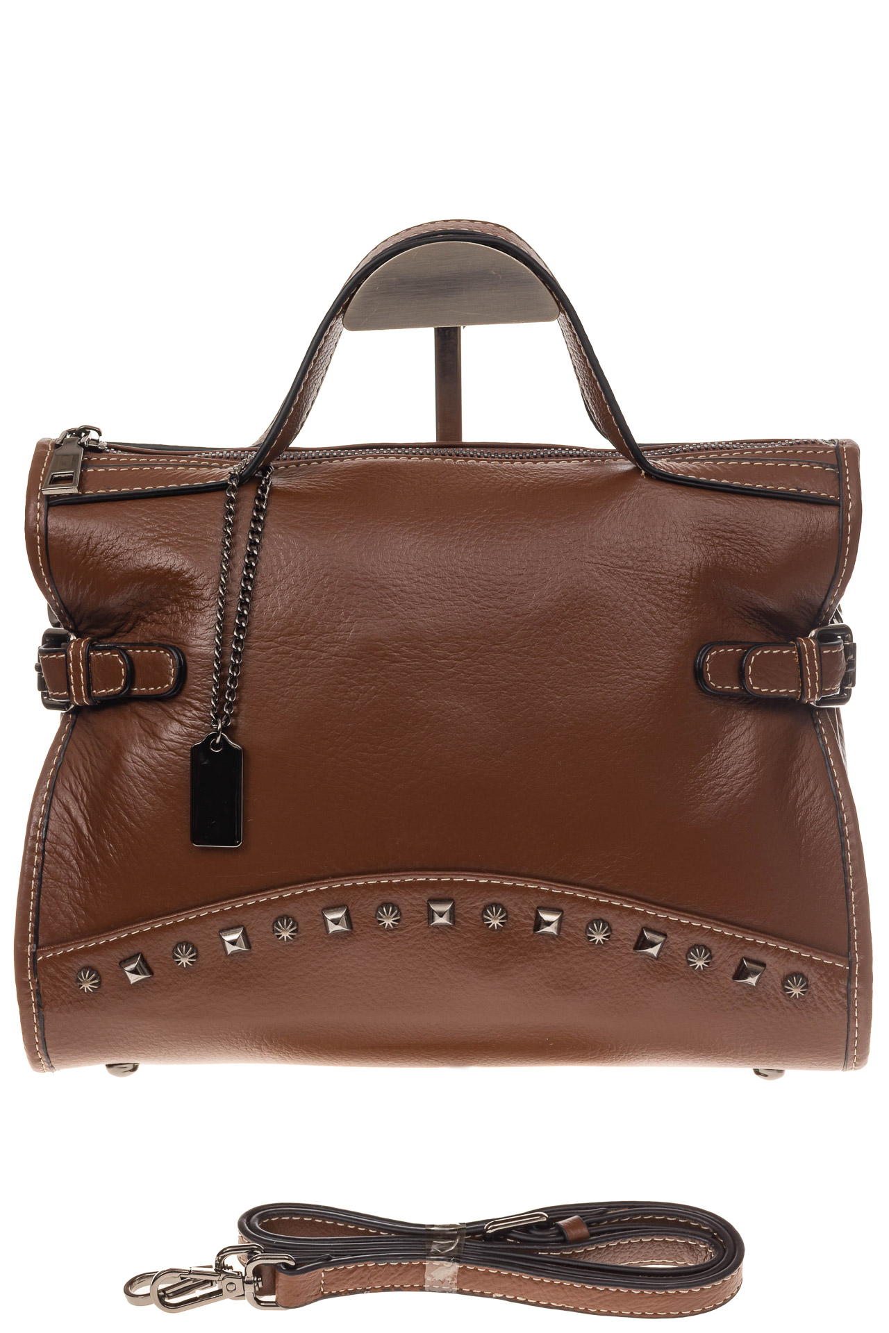 На фото 2 - Женская сумка кантри из натуральной кожи, цвет коричневый
