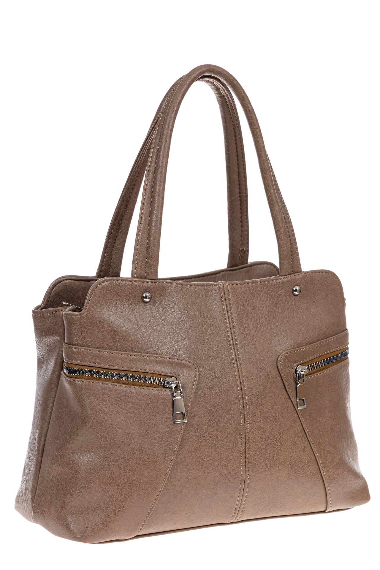 На фото 3 - Женская сумка из искусственной кожи, цвет бежевый