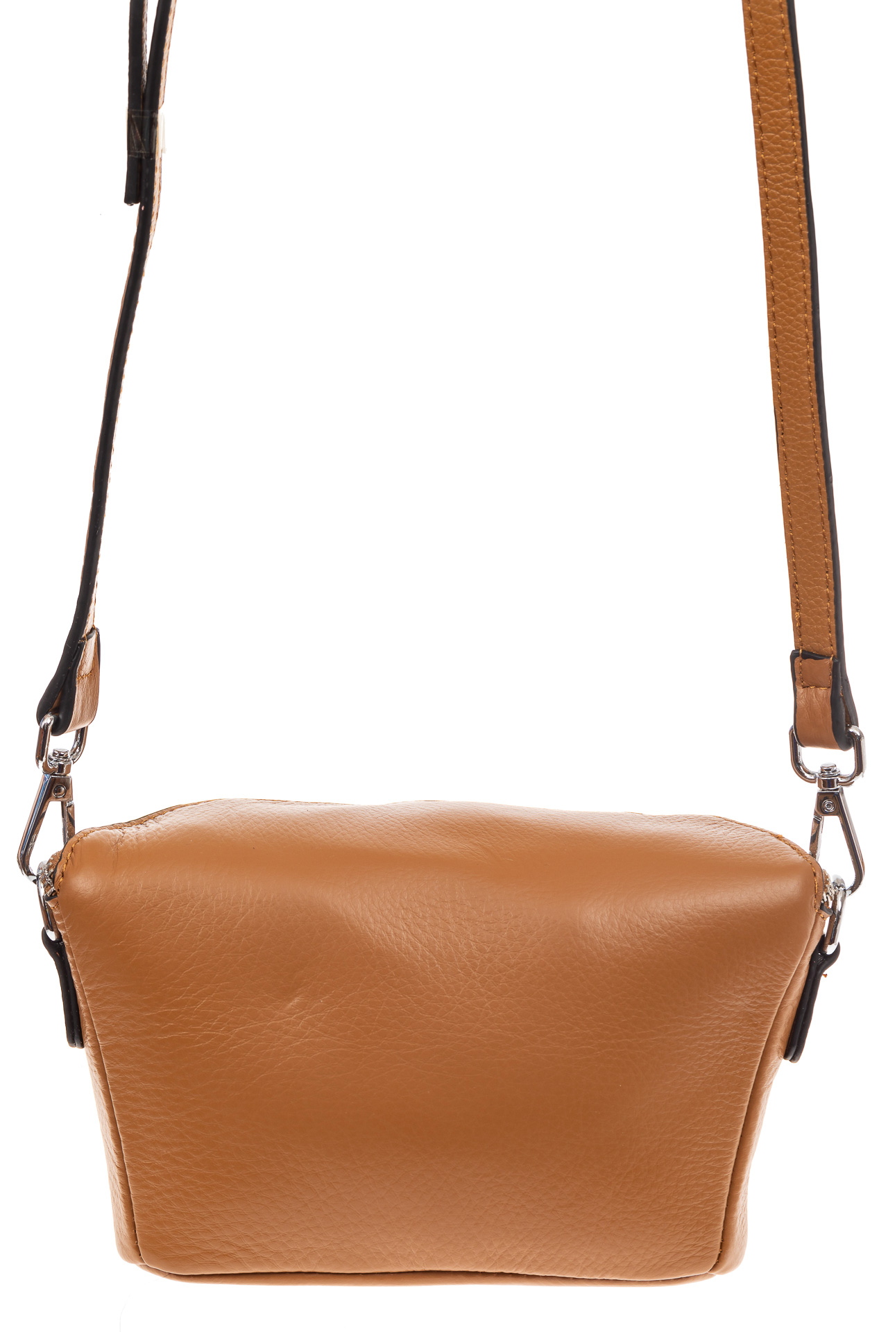 На фото 2 - Модная сумка-ведерко из натуральной кожи, цвет бежевый