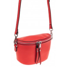 На фото 1 - Модная сумка-ведерко из натуральной кожи, цвет красный