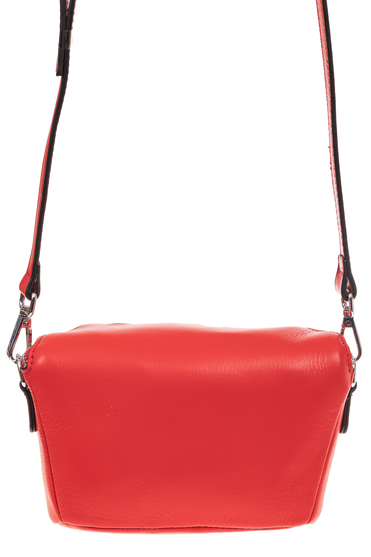 На фото 2 - Модная сумка-ведерко из натуральной кожи, цвет красный