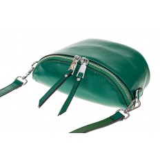 На фото 3 - Модная сумка-ведерко из натуральной кожи, цвет зеленый