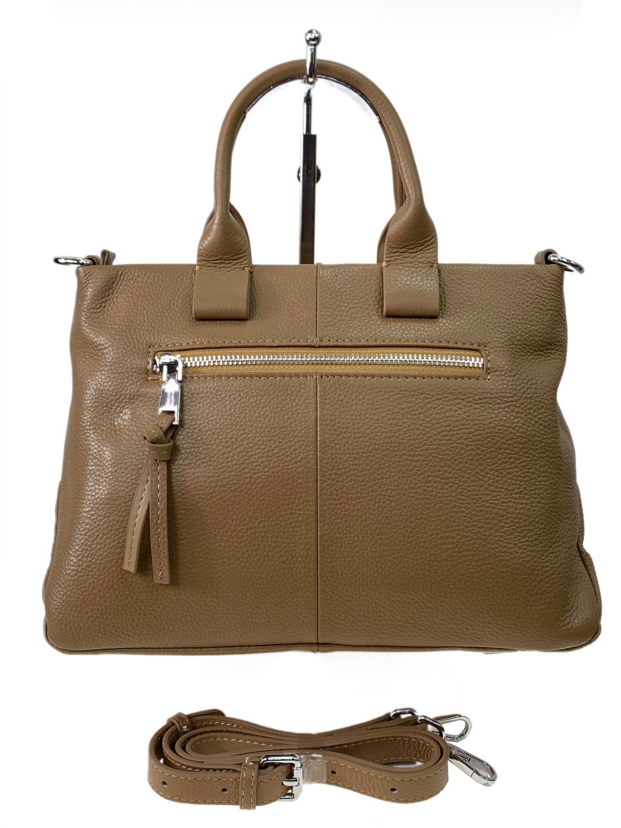 На фото 3 - Женская сумка из натуральной кожи, цвет светло коричневый