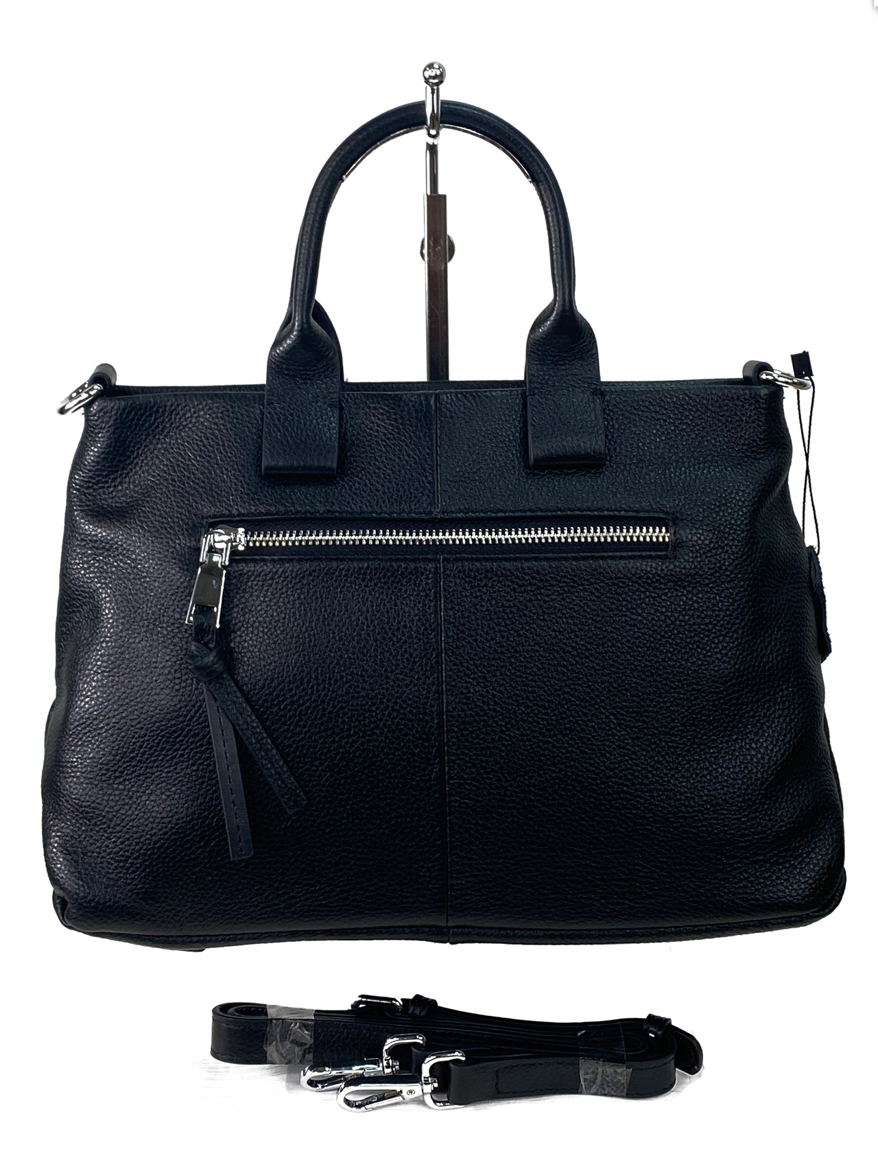 На фото 3 - Женская сумка  из натуральной кожи, цвет черный