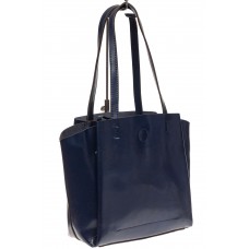 На фото 1 - Женская сумка шоппер из натуральной кожи, цвет синий