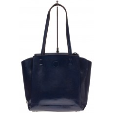 На фото 3 - Женская сумка шоппер из натуральной кожи, цвет синий