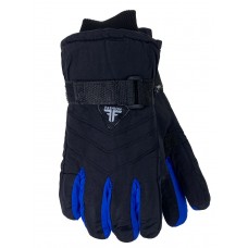 На фото 1 - Подростковые утепленные перчатки, цвет черный с ярко синим