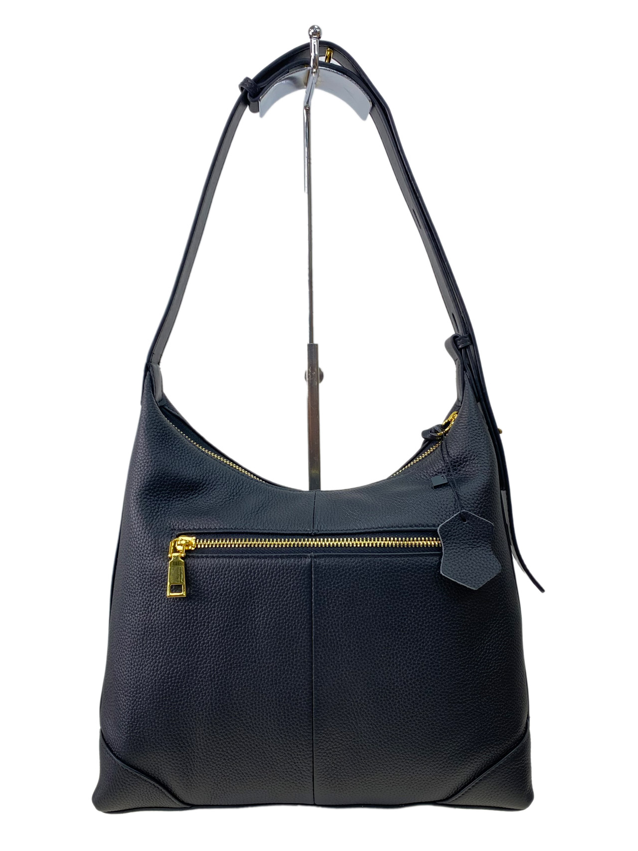 На фото 3 - Женская сумка хобо из натуральной кожи, цвет черный