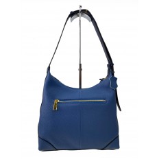 На фото 3 - Женская сумка хобо из натуральной кожи, цвет  синий