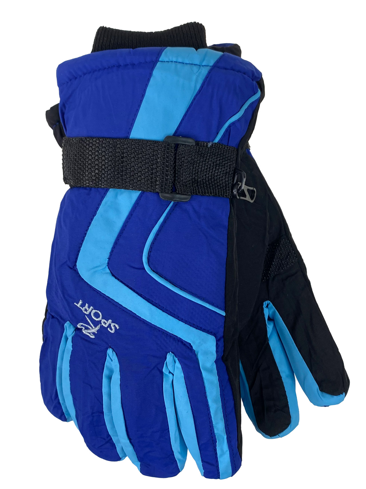 На фото 1 - Подростковые утепленные перчатки, цвет ярко синий с голубым