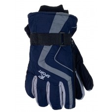 На фото 1 - Подростковые утепленные перчатки, цвет синий с серым