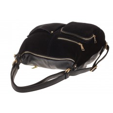 На фото 4 - Сумка-рюкзак из натуральной замши, цвет черный