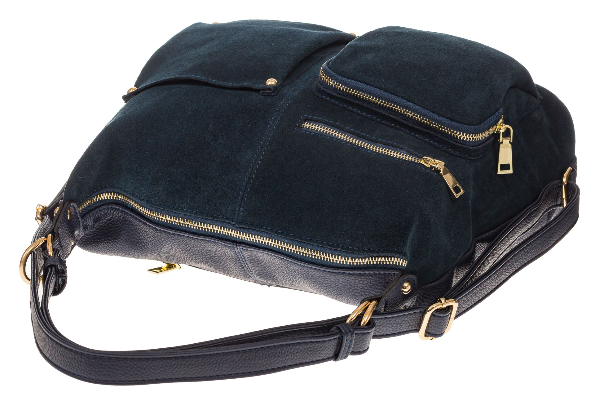 На фото 4 - Сумка-рюкзак из натуральной замши, цвет синий