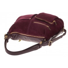 На фото 4 - Сумка-рюкзак из натуральной замши, цвет бордовый